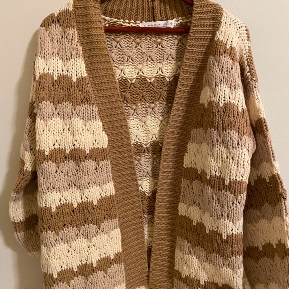 Cozy Brown and Cream Knit Sweater